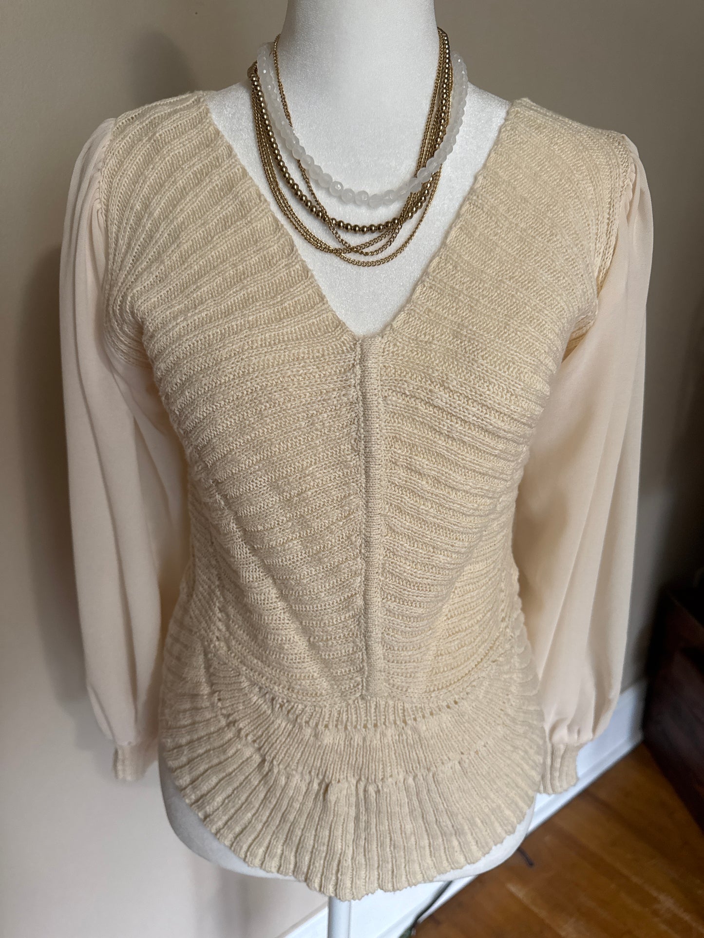 Camille Mixed Media Sweater Blouse