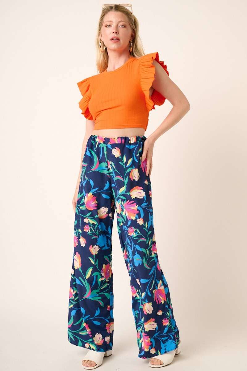 Tara Wide Leg Floral Print Pants
