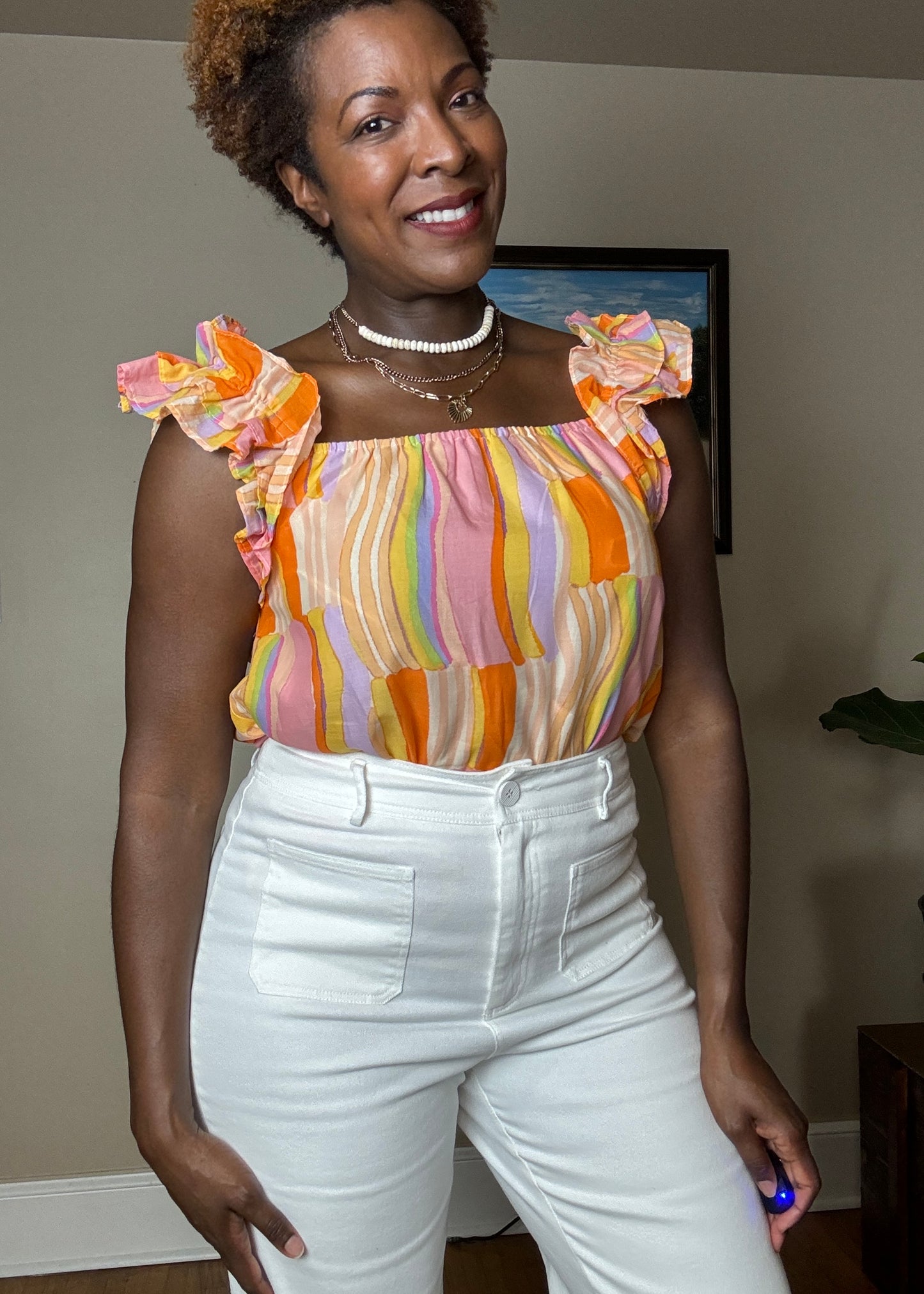 Celine Ruffle Shoulder Top