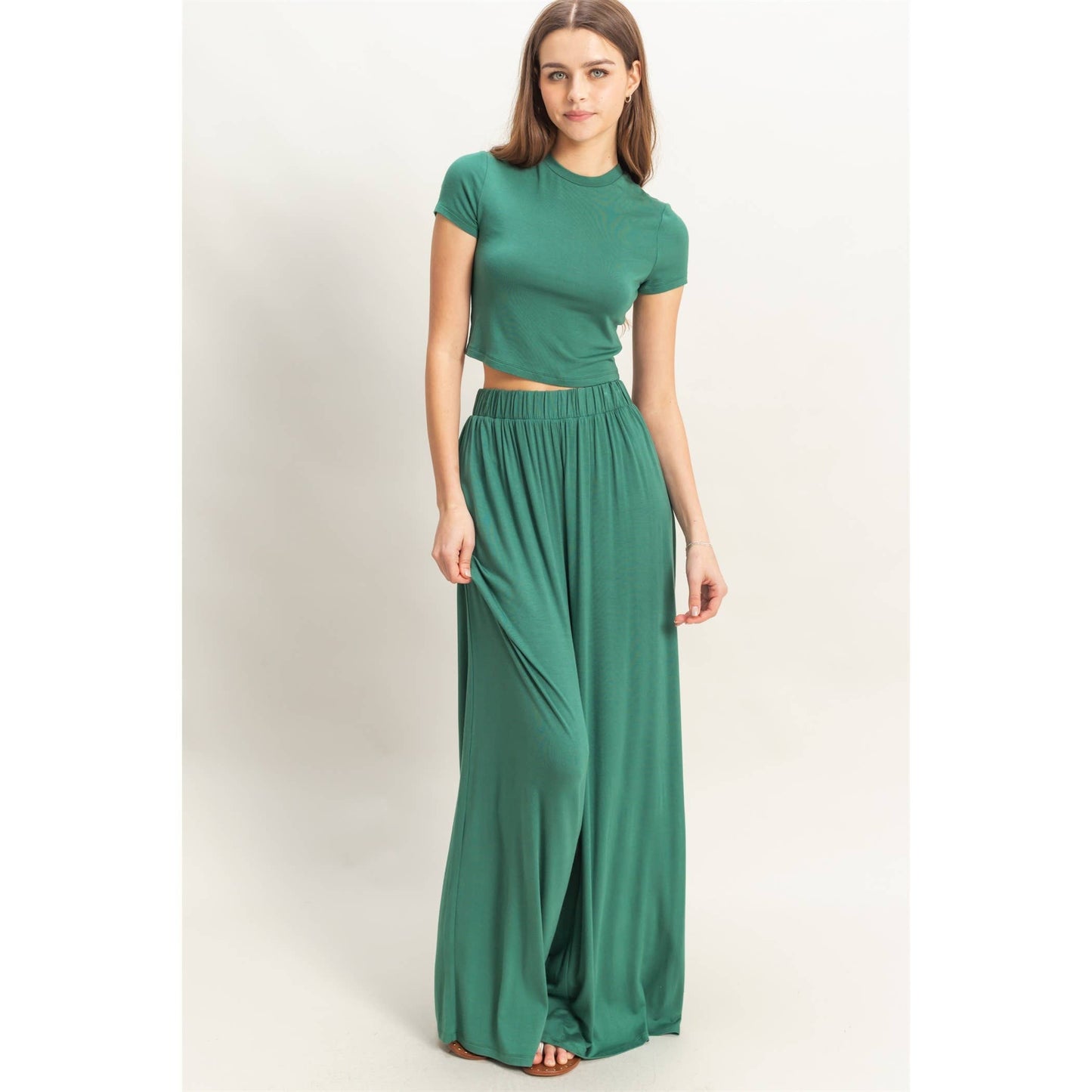 Saide Jersey Tee And Flowy Pants Set