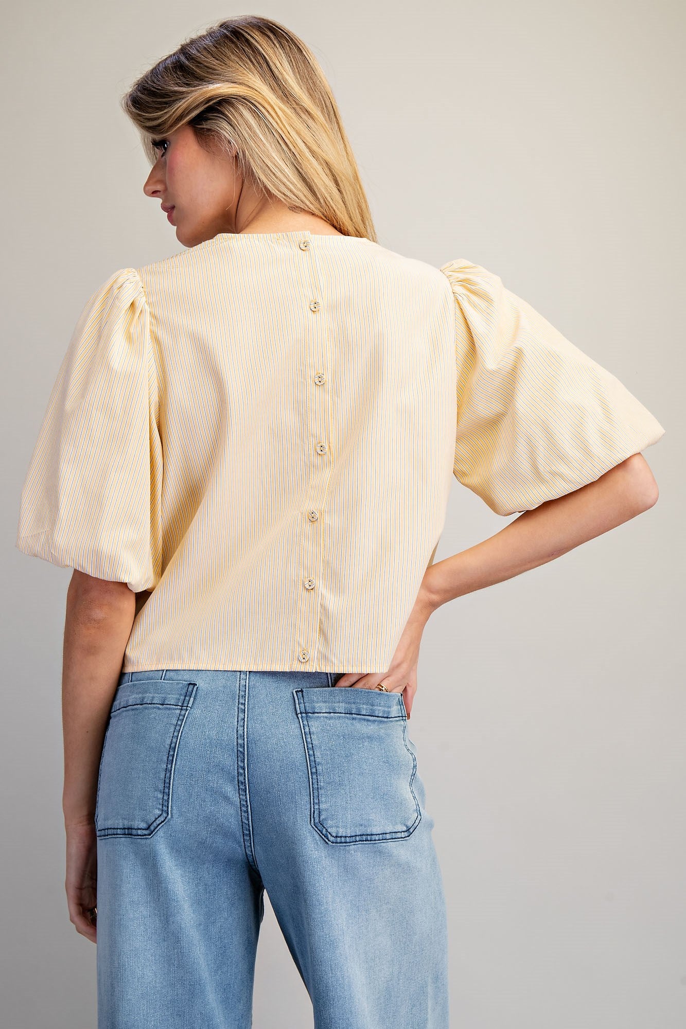 Striped Puff Sleeve Tie-Hem Blouse – Willow Grace