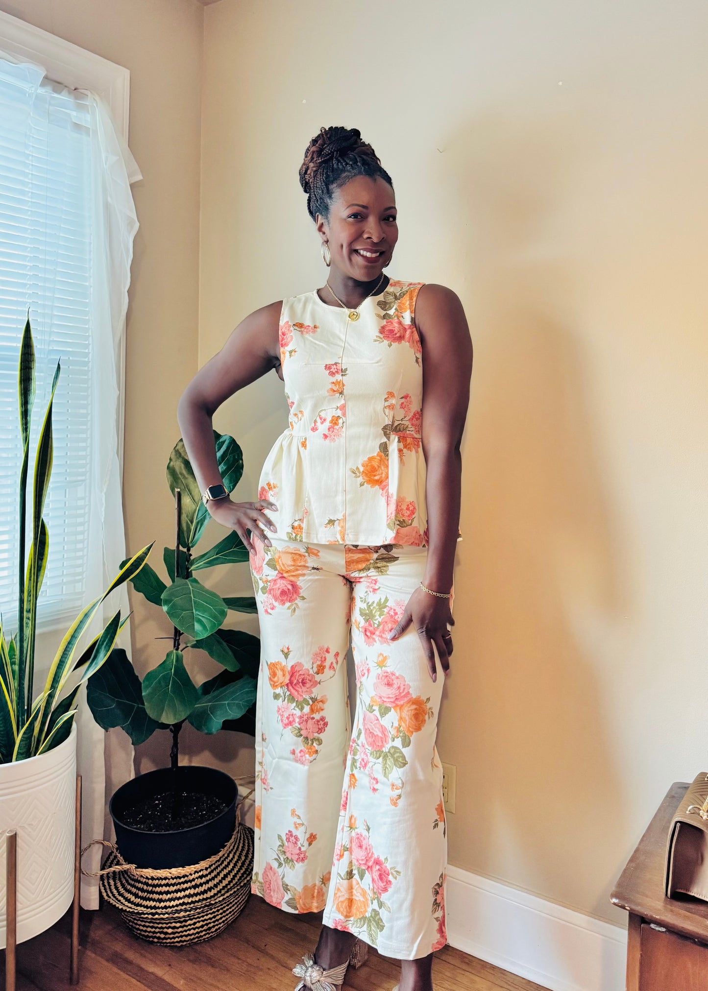 Floral Sleeveless Peplum Top - Rosalie Collection