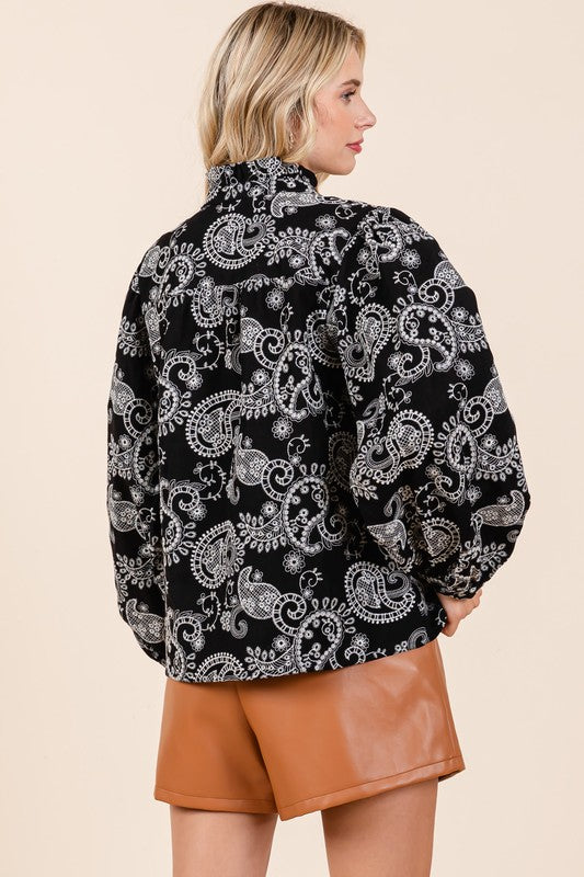 Paisley Eyelet Laced Button-Up Blouse -Felize (Online Exclusive)