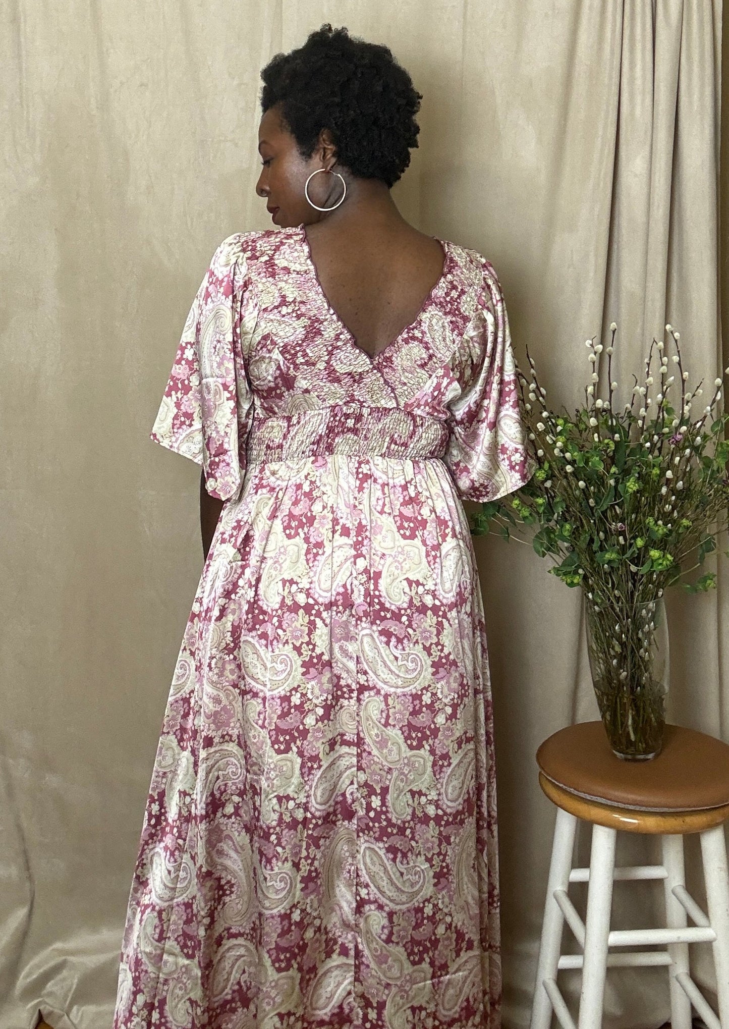 Belah Paisley Print Maxi Dress