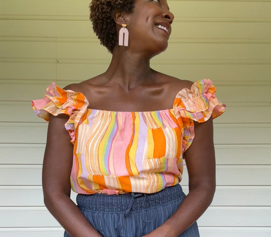 Celine Ruffle Shoulder Top