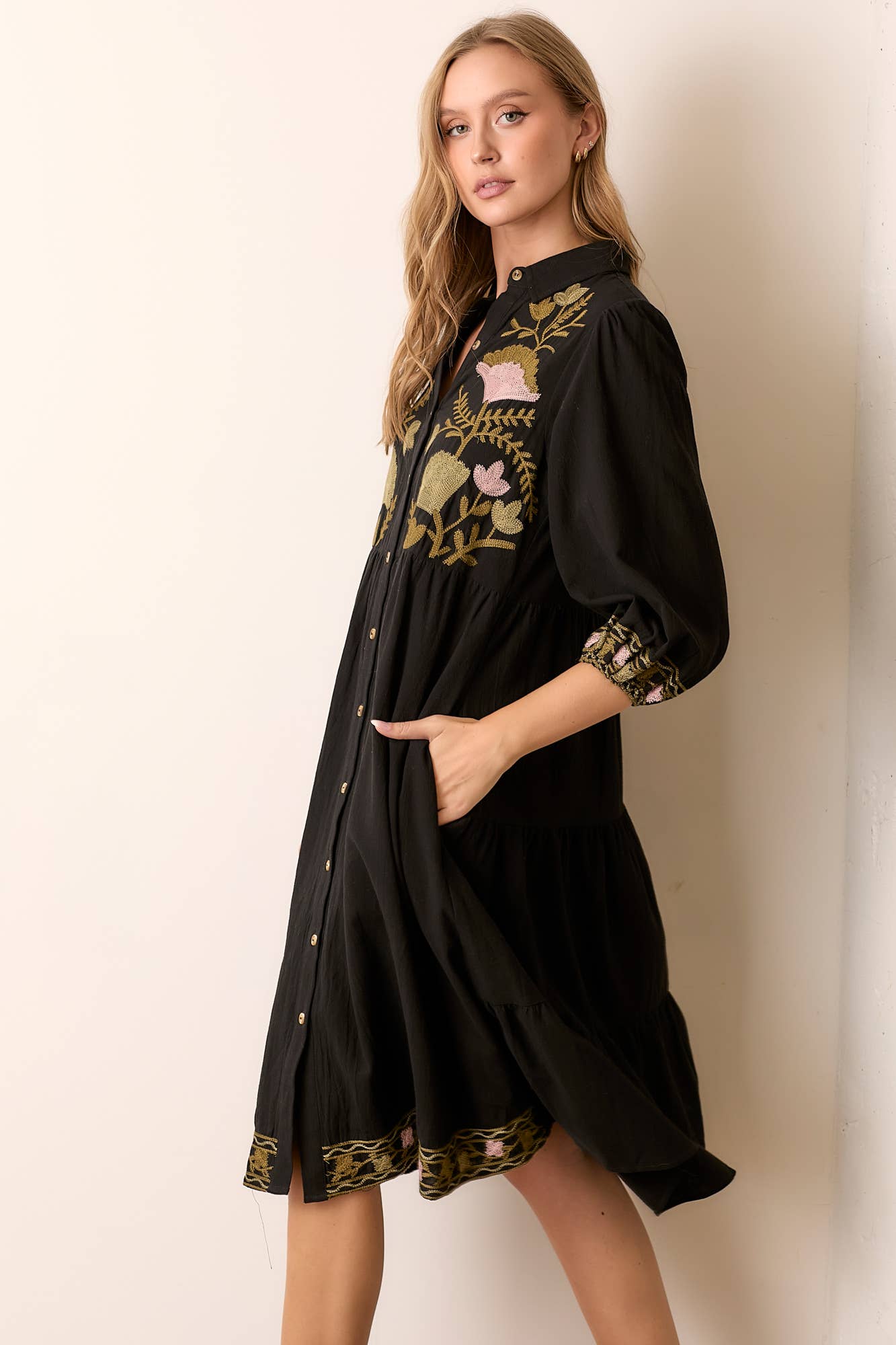 Brintlyn Embroidered Tiered Dress
