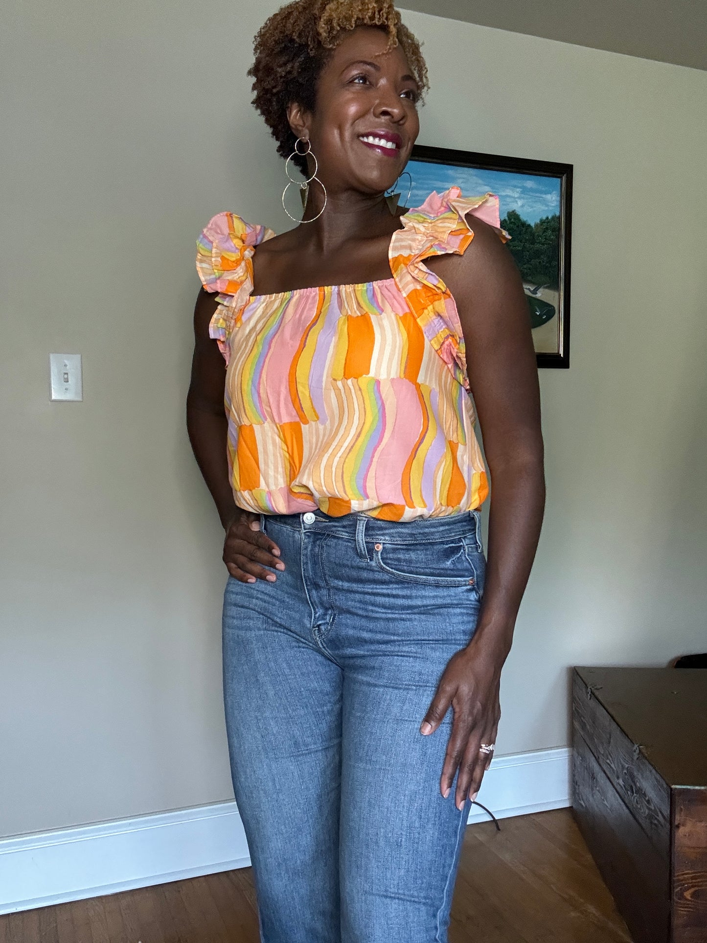 Celine Ruffle Shoulder Top