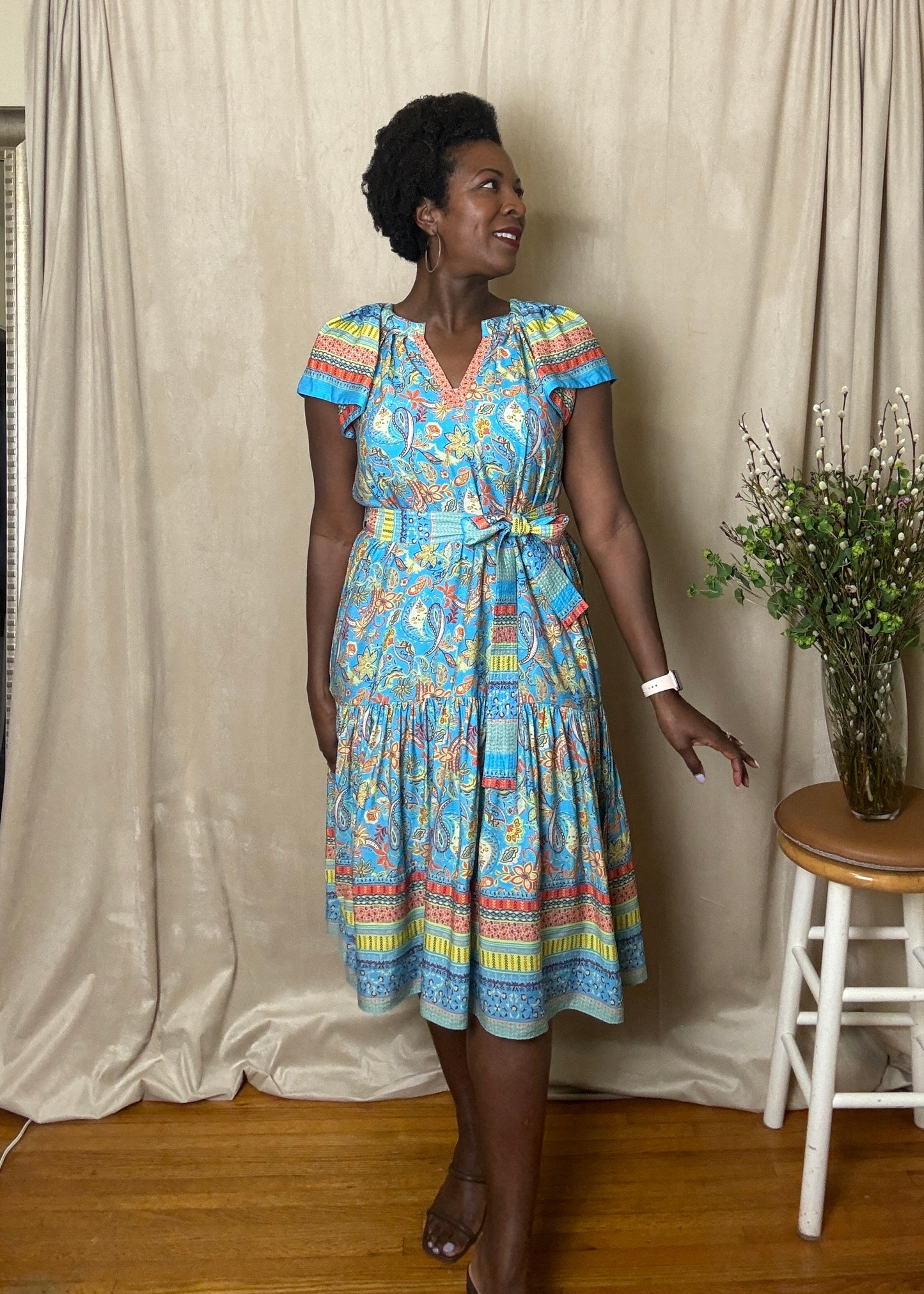 Briony Tiered Midi Modern Boho Dress