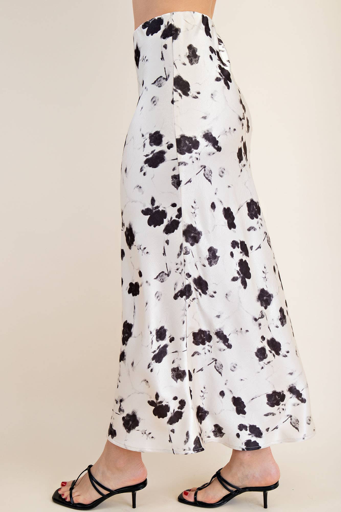 Floral Satin Bias Midi Skirt – Dina