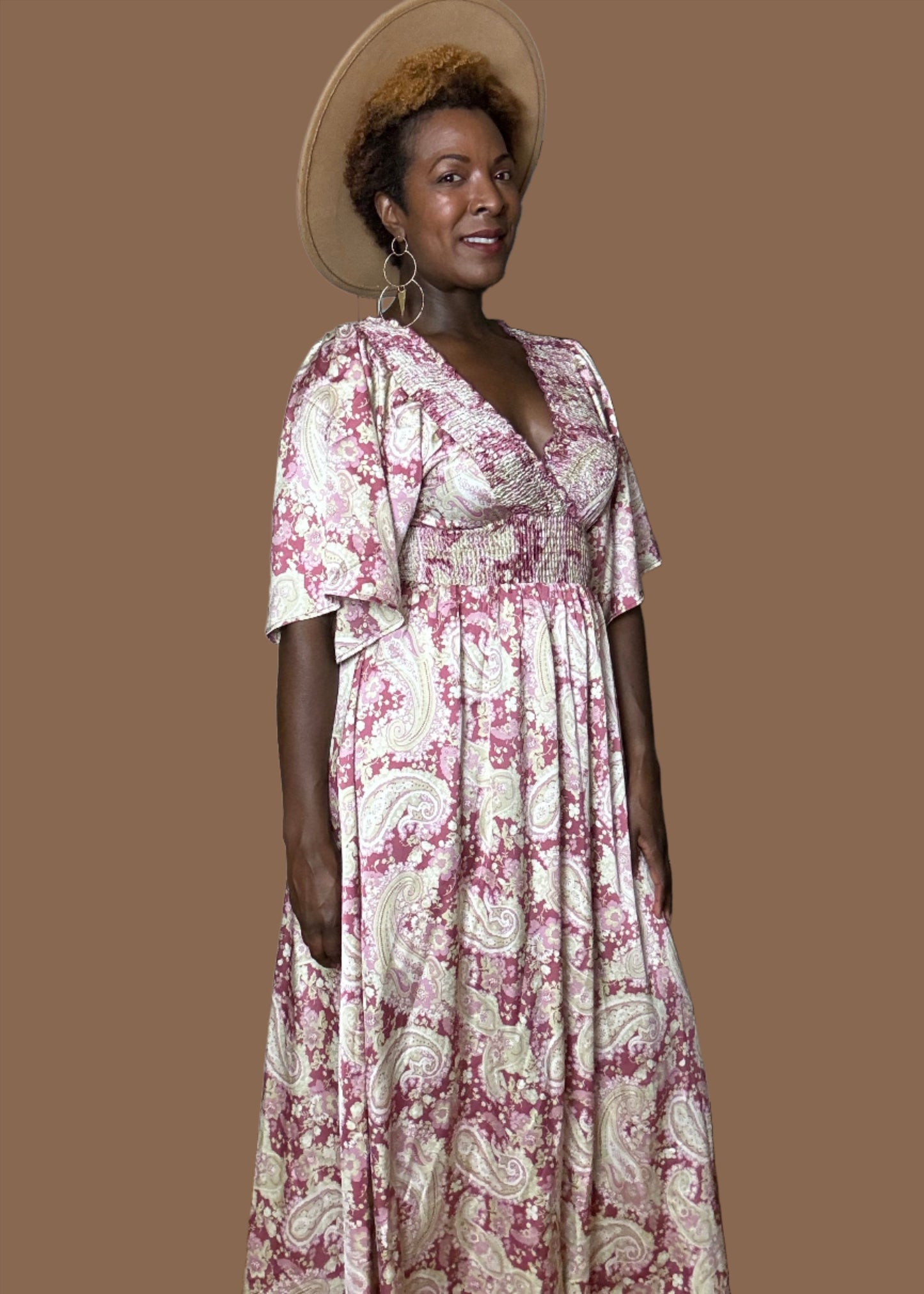 Belah Paisley Print Maxi Dress