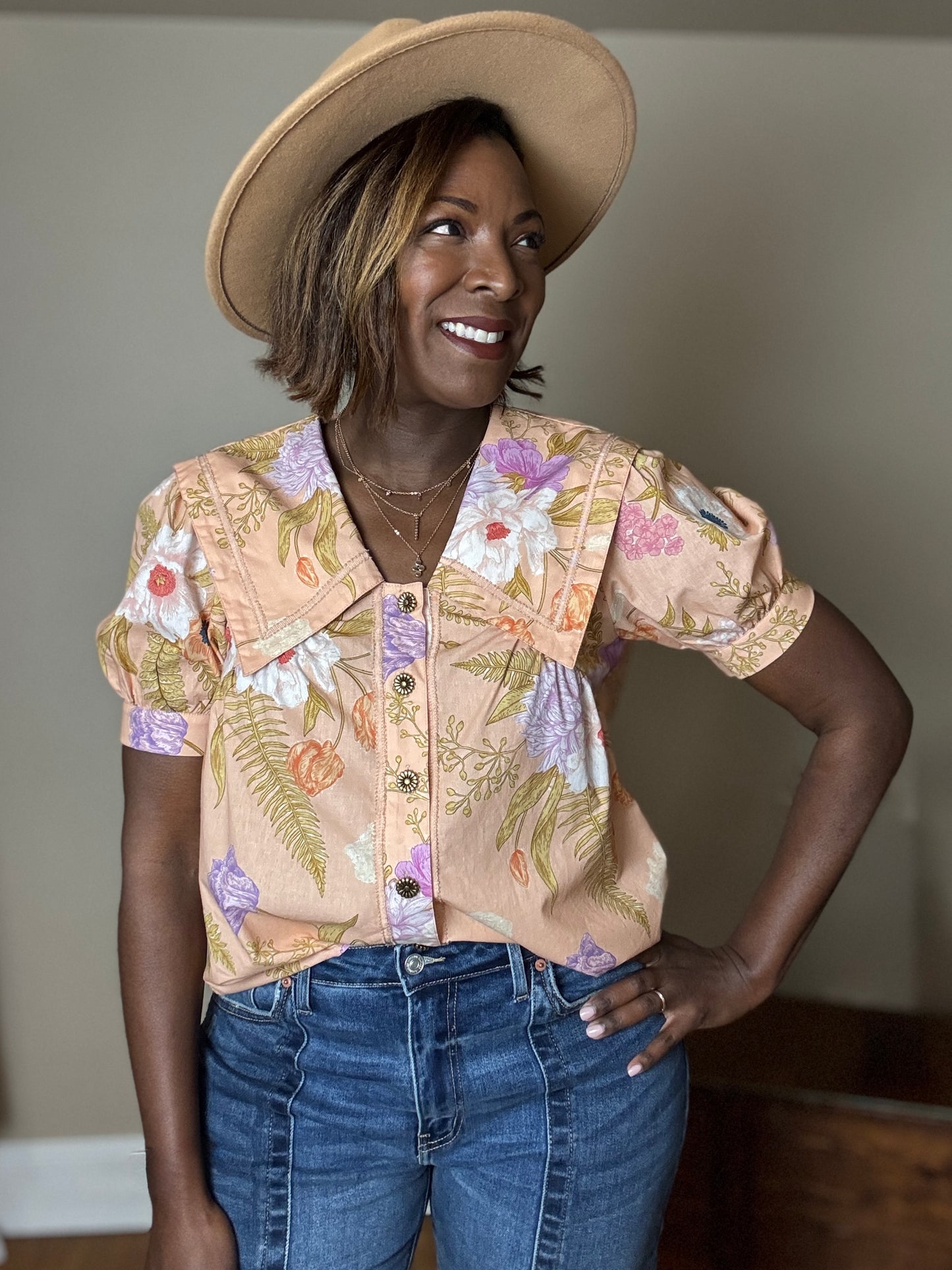 Cherise Collared Button-Up Top
