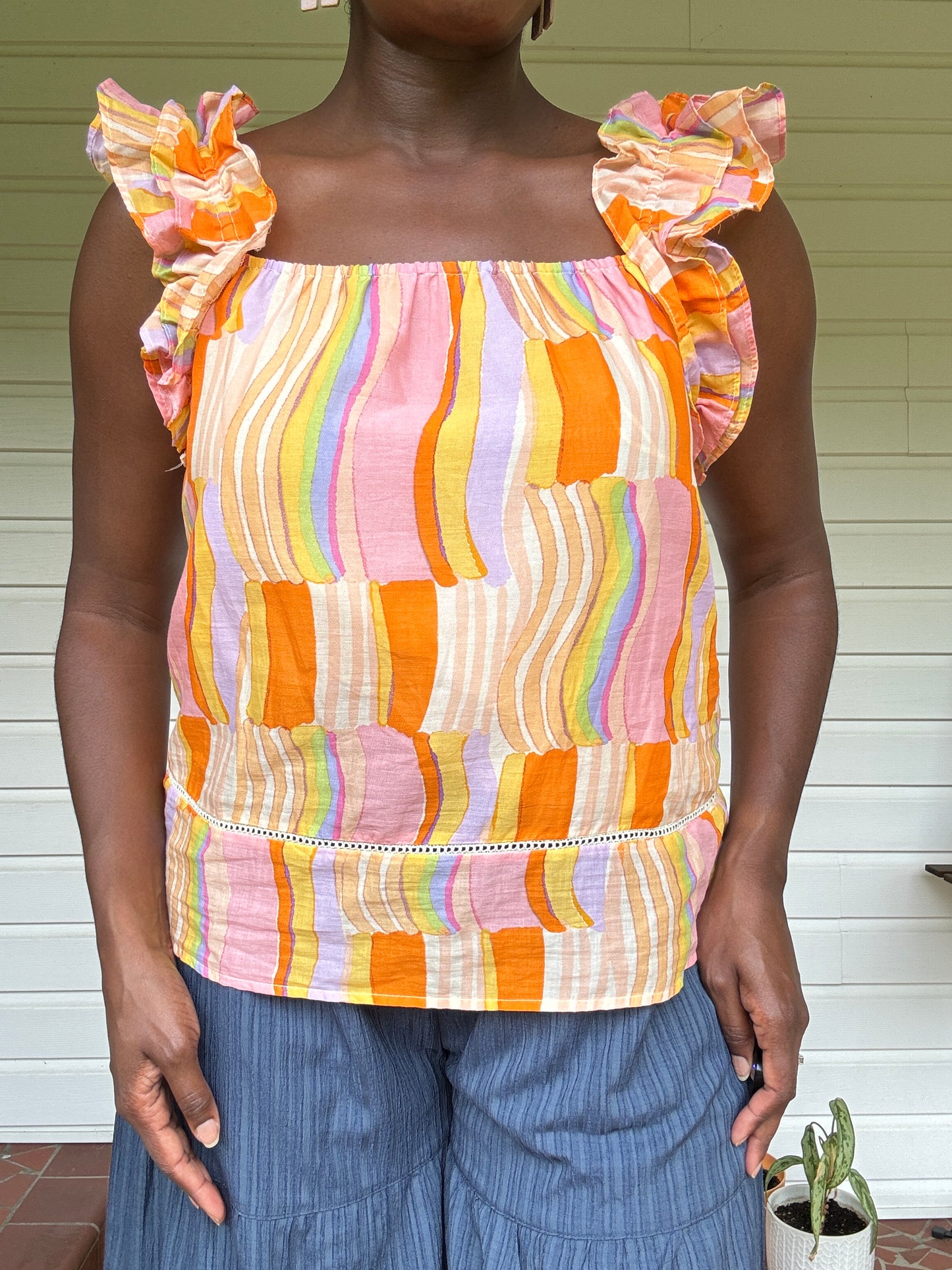 Celine Ruffle Shoulder Top