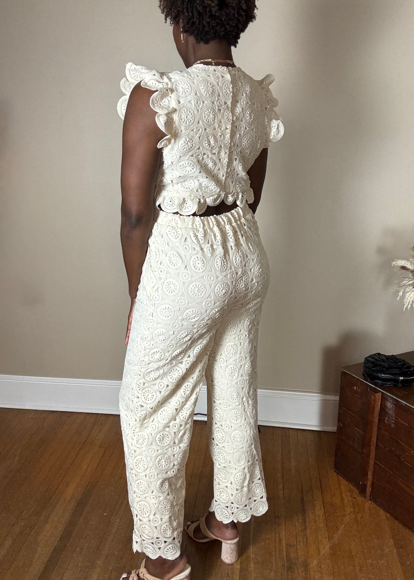 Leslie Button Front Lace Jumpsuit