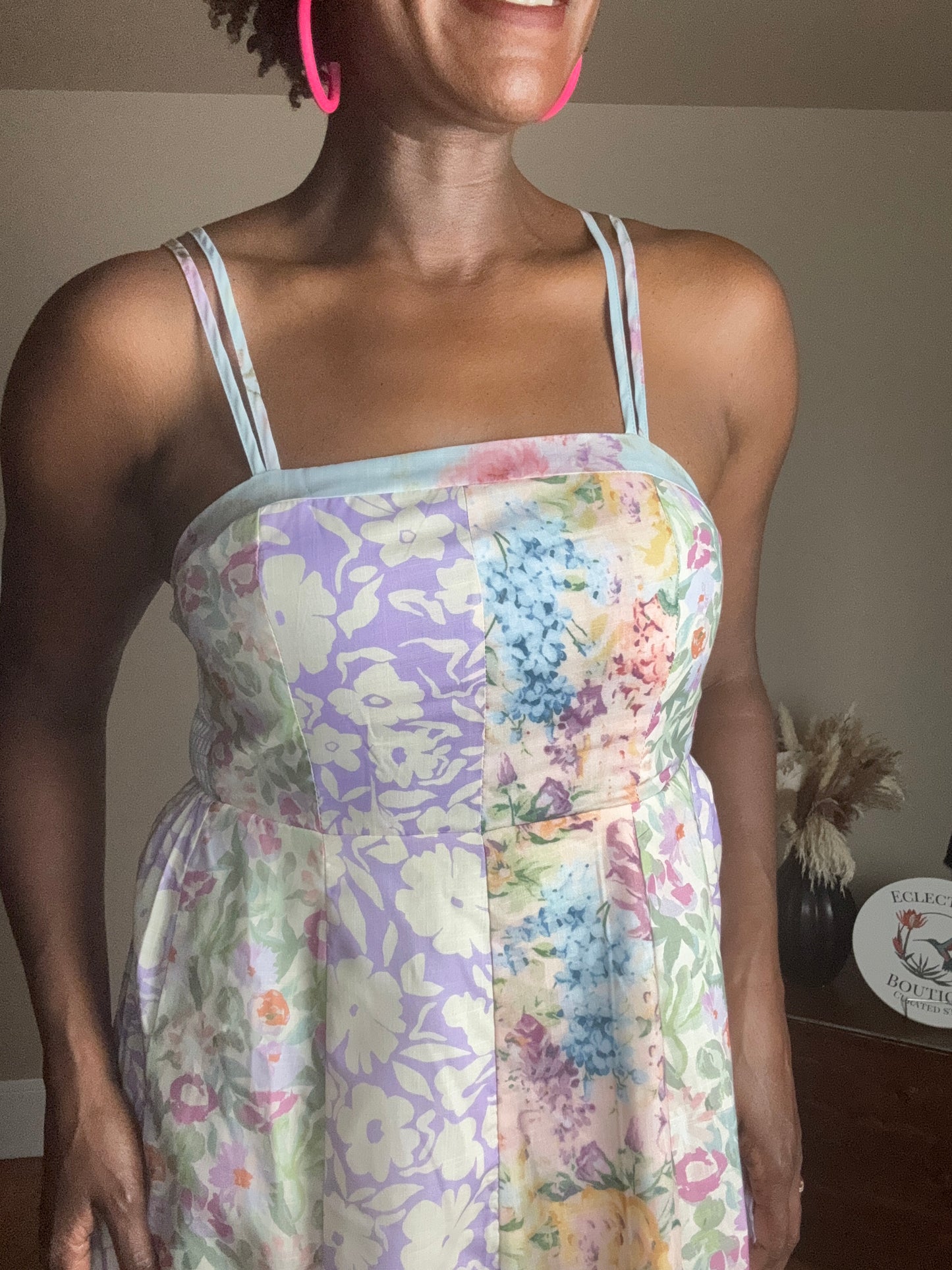 Brenda Multicolor Floral Print Midi Dress