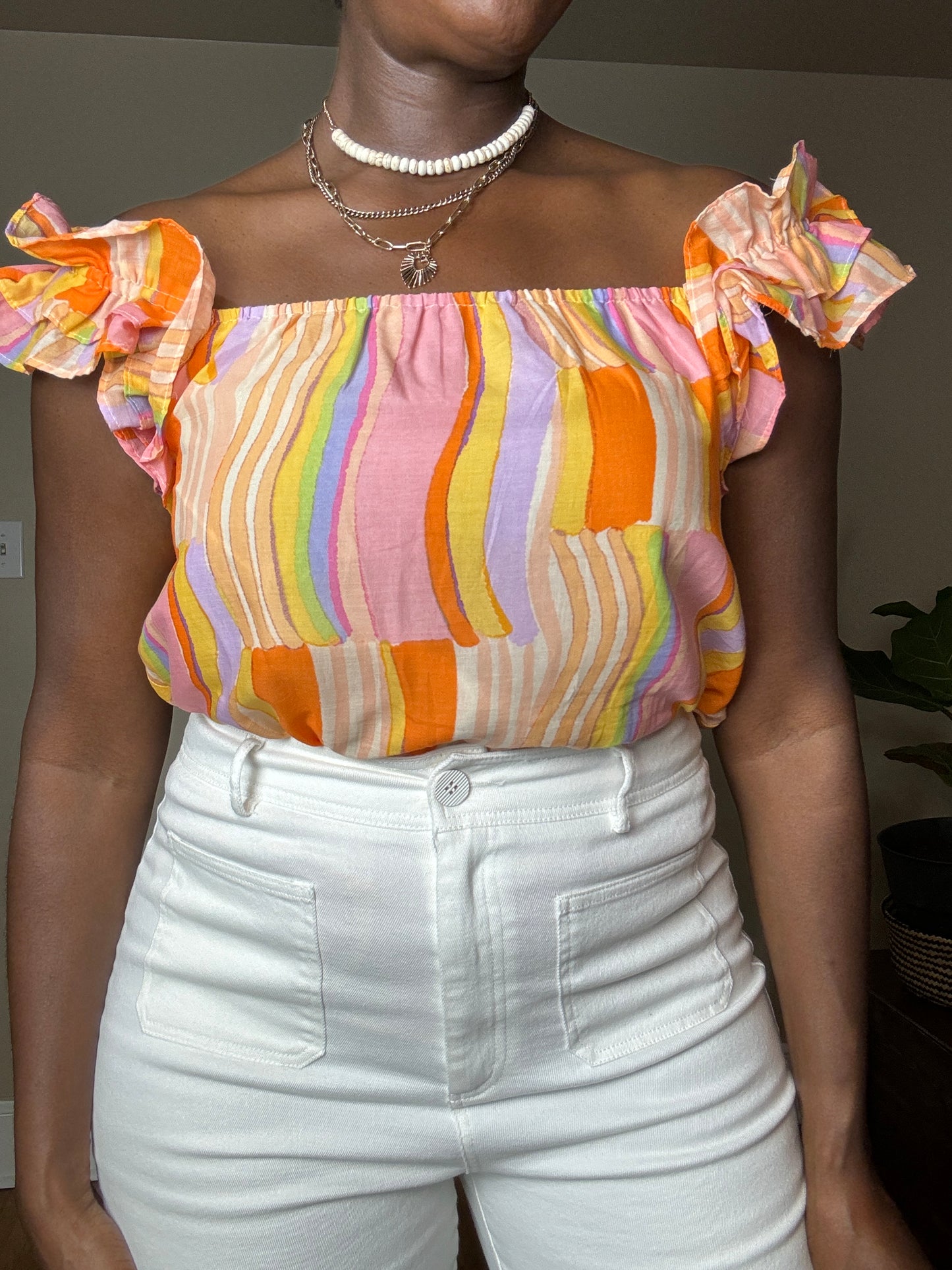 Celine Ruffle Shoulder Top