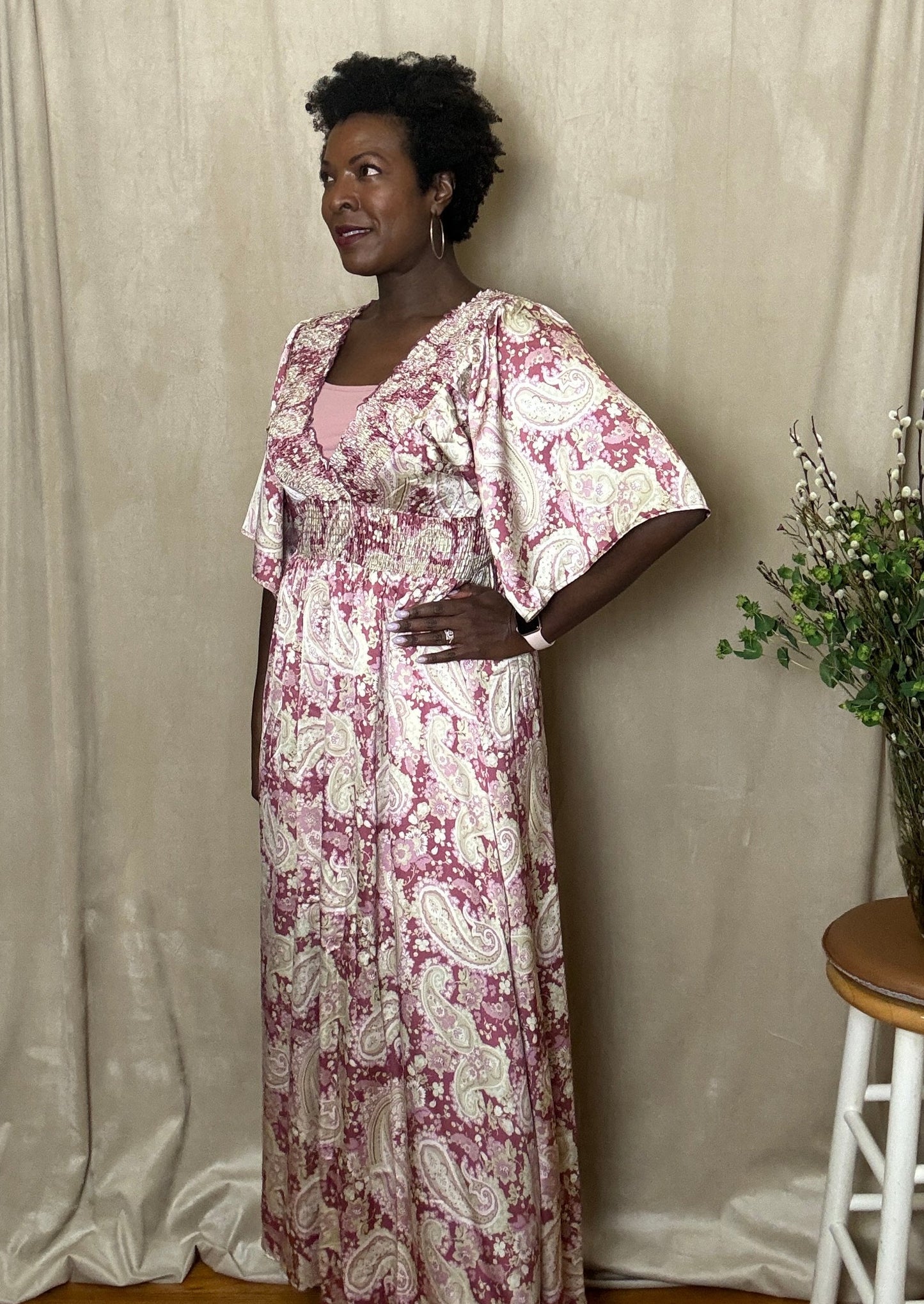Belah Paisley Print Maxi Dress