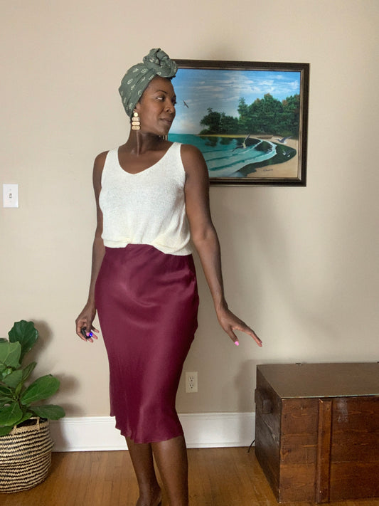 Wrapped in Rubies Satin Skirt