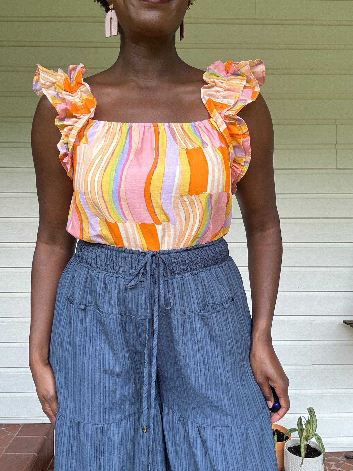 Celine Ruffle Shoulder Top