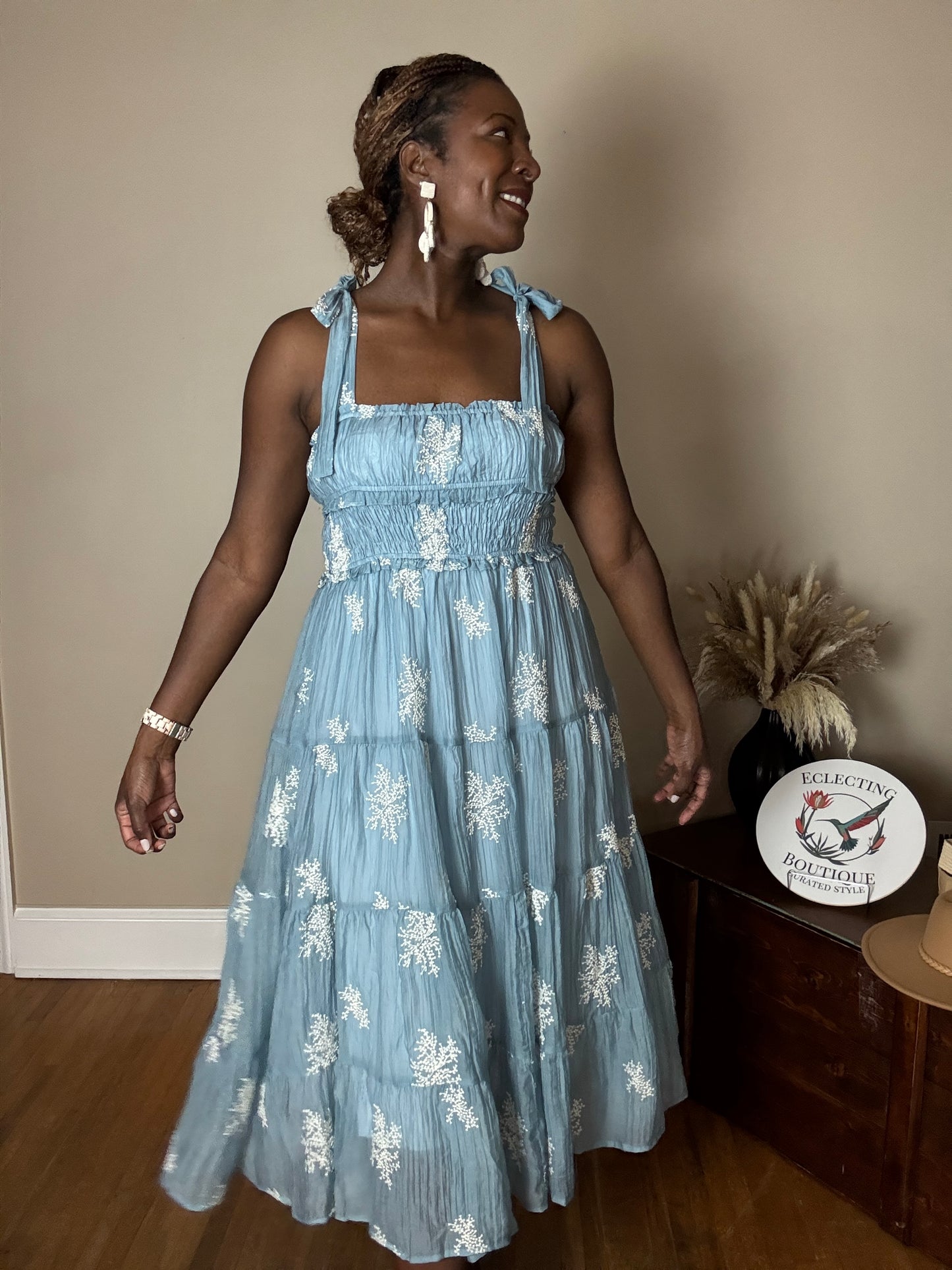 Belinda Marie Midi Smocked Dress
