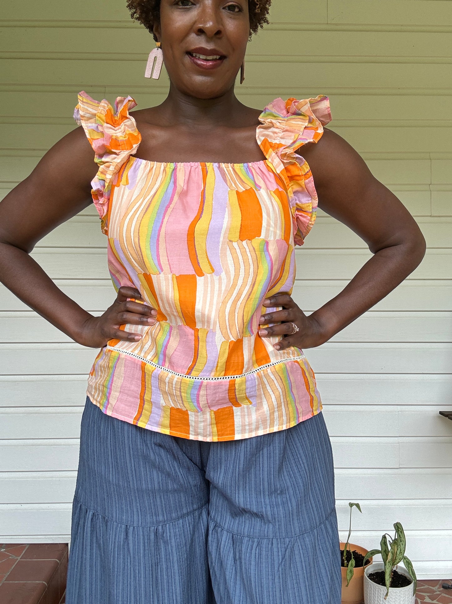 Celine Ruffle Shoulder Top