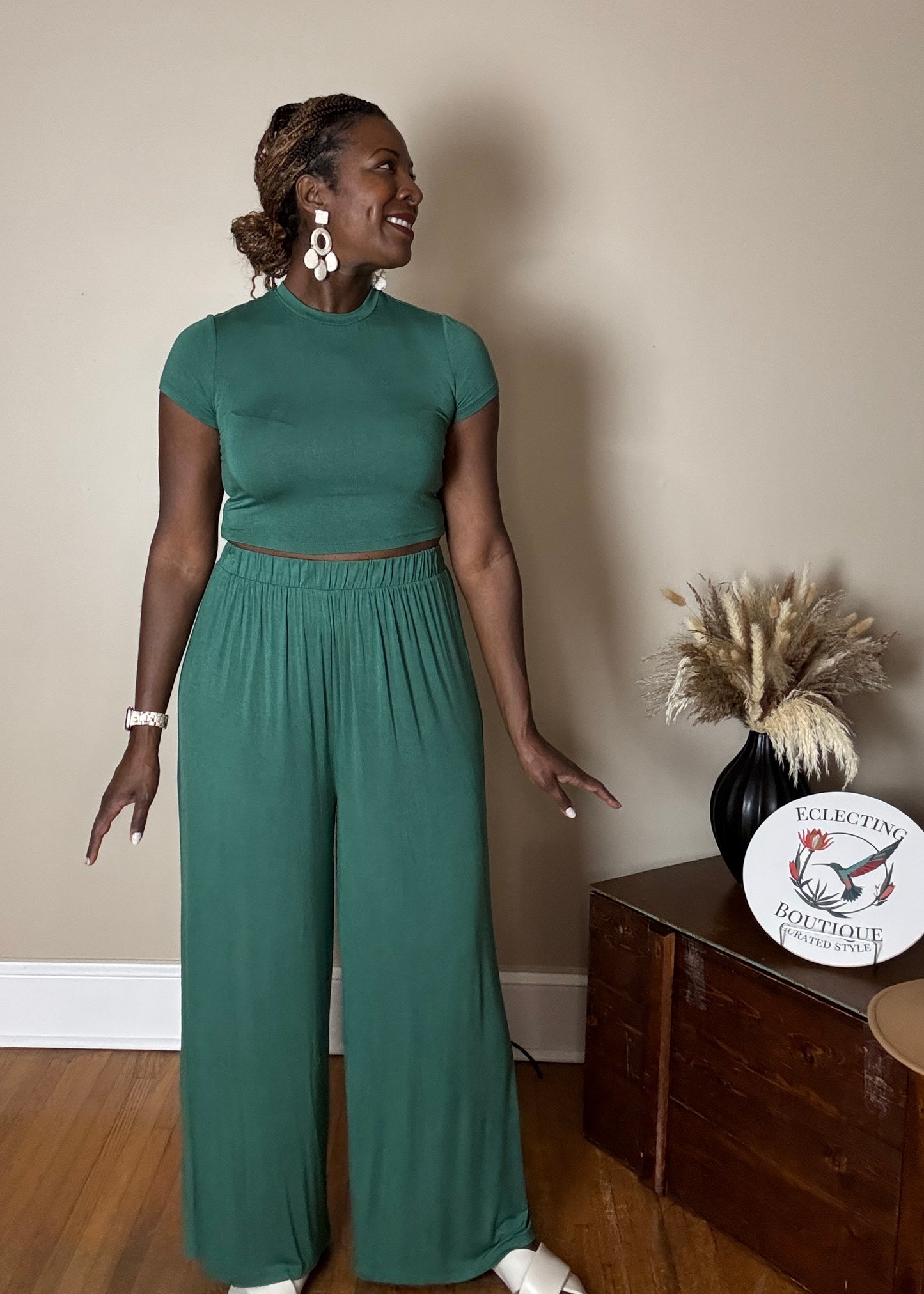 Saide Jersey Tee And Flowy Pants Set