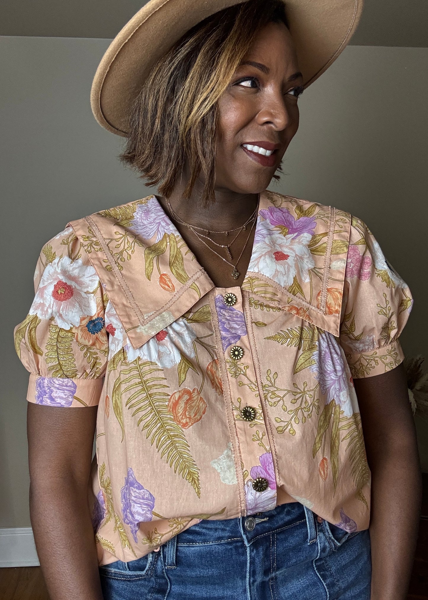 Cherise Collared Button-Up Top