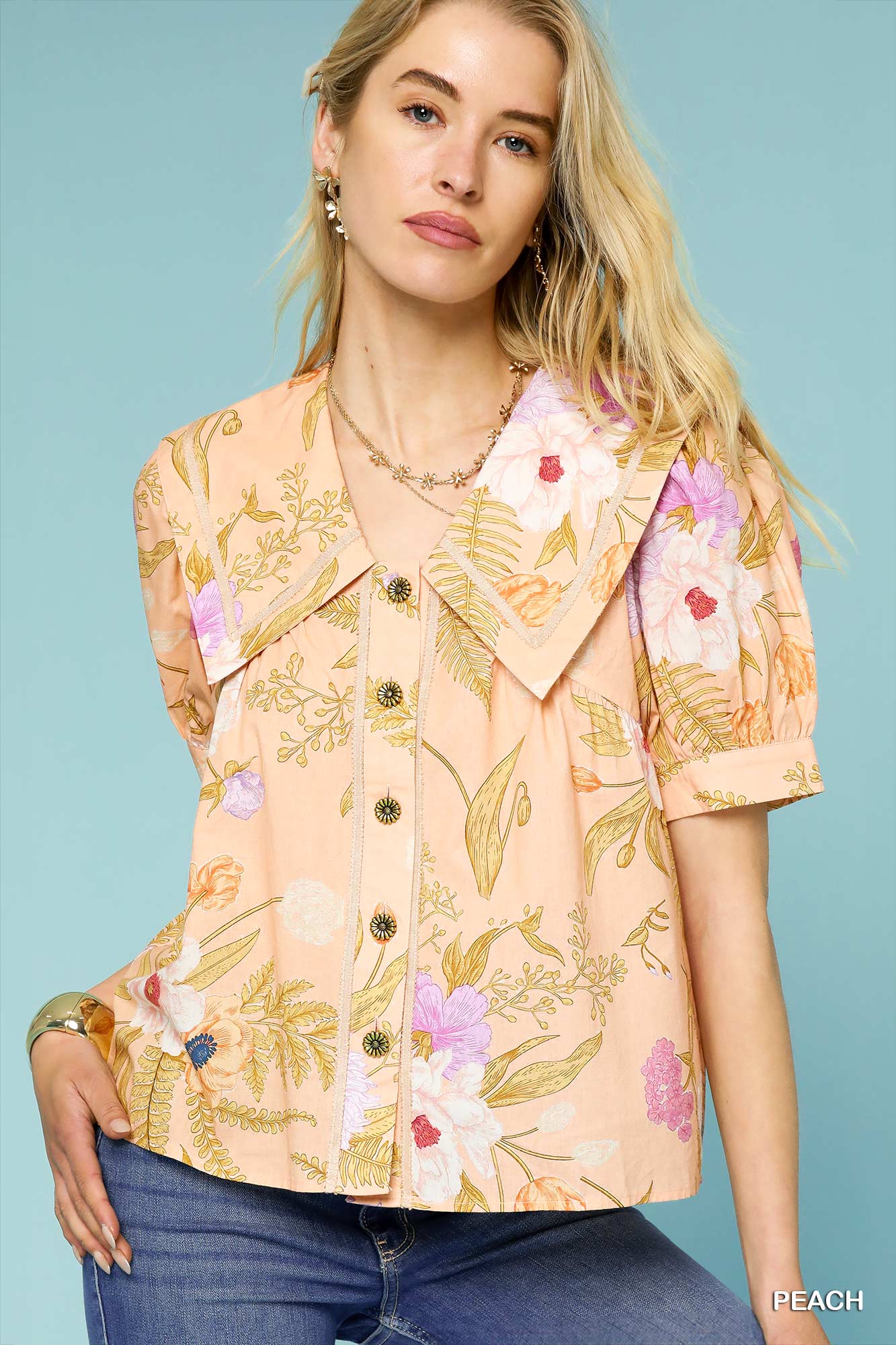 Cherise Collared Button-Up Top