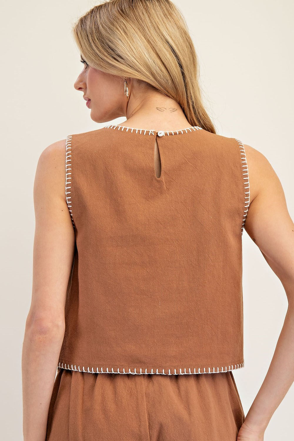 Sienna Whipstitch Sleeveless Top