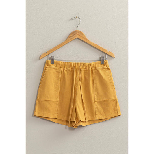 Stretch Drawstring Front Patch Pocket Shorts
