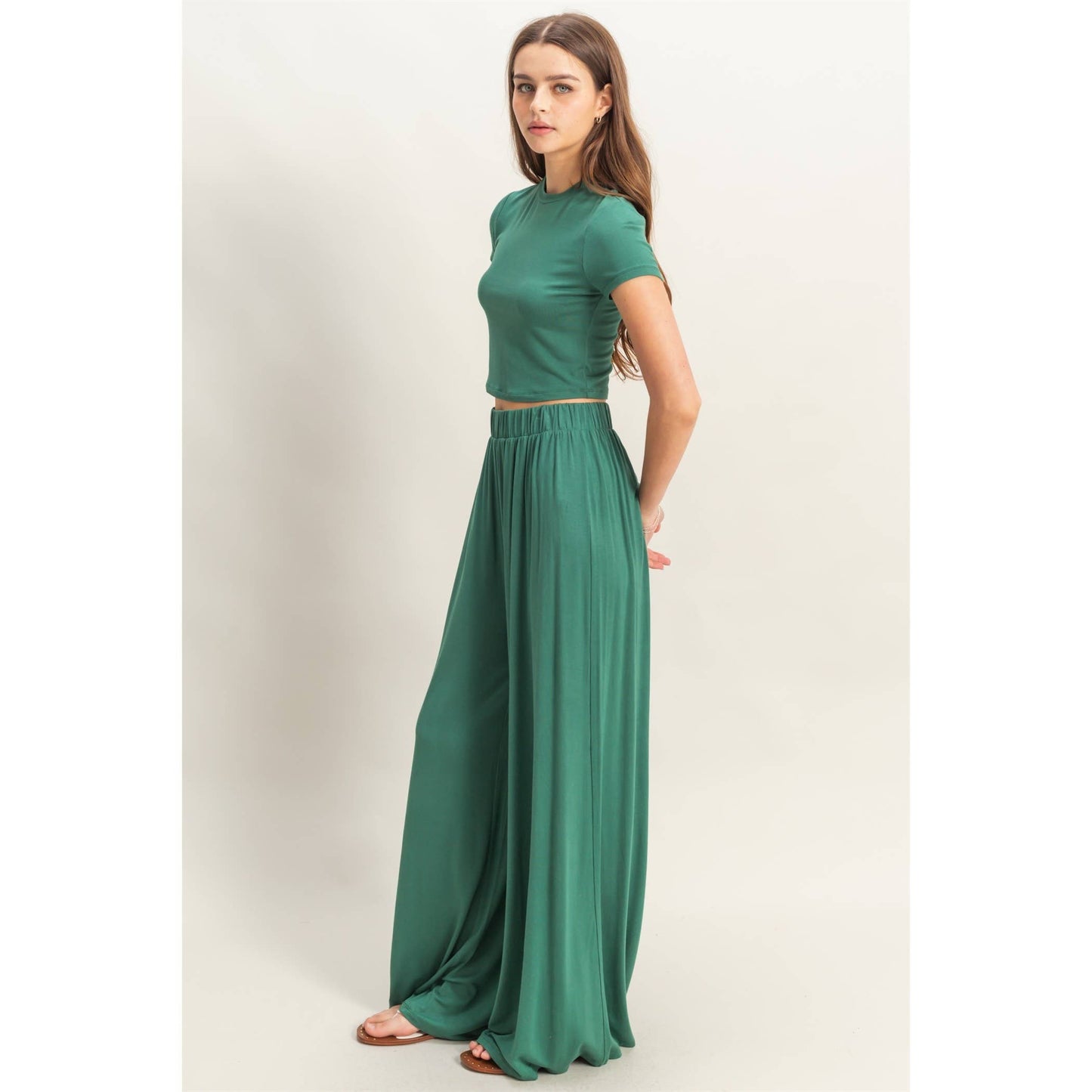 Saide Jersey Tee And Flowy Pants Set