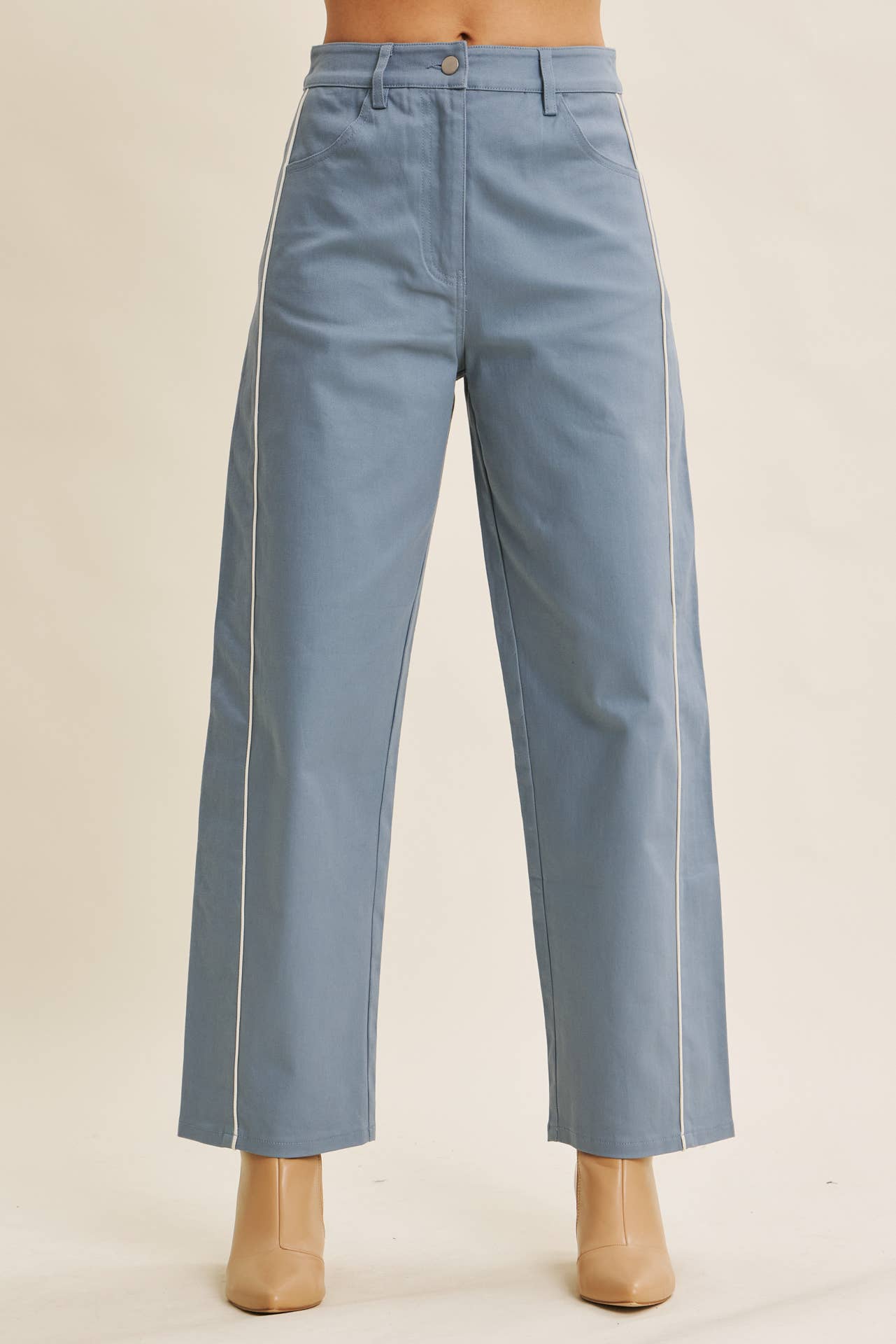 Contrast Piped Barrel-Leg Pants – Talia | Modern Women’s Work Pants | Eclecting Boutique