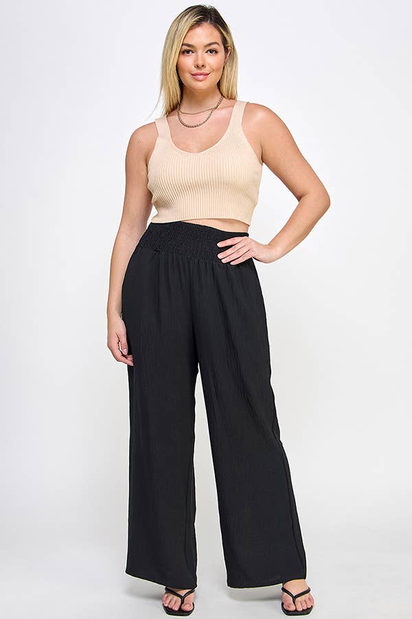 Plus Size Wide Leg Smocked Waist Pants – Carmen Pants