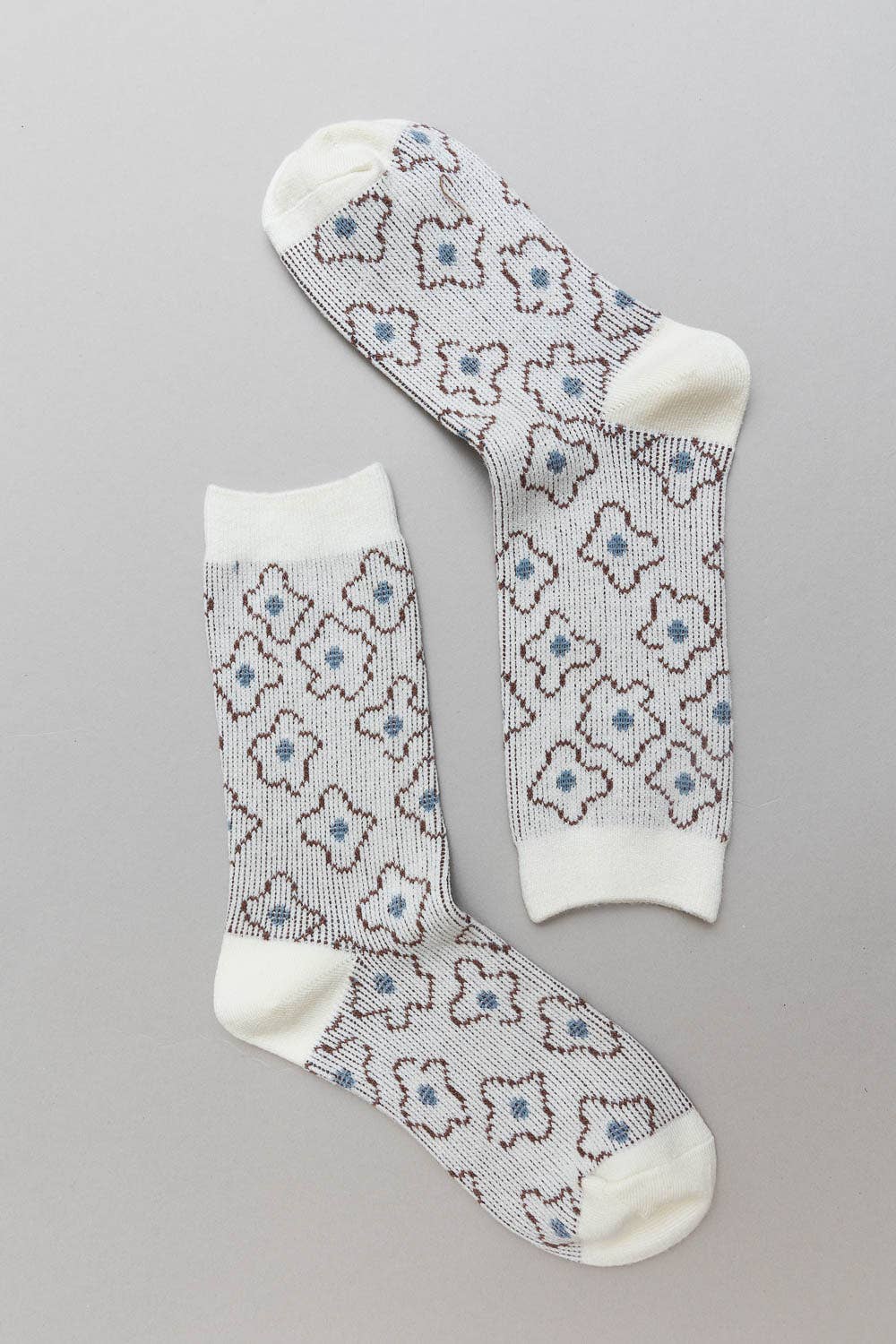 Vintage Floral Patterned Crew Socks