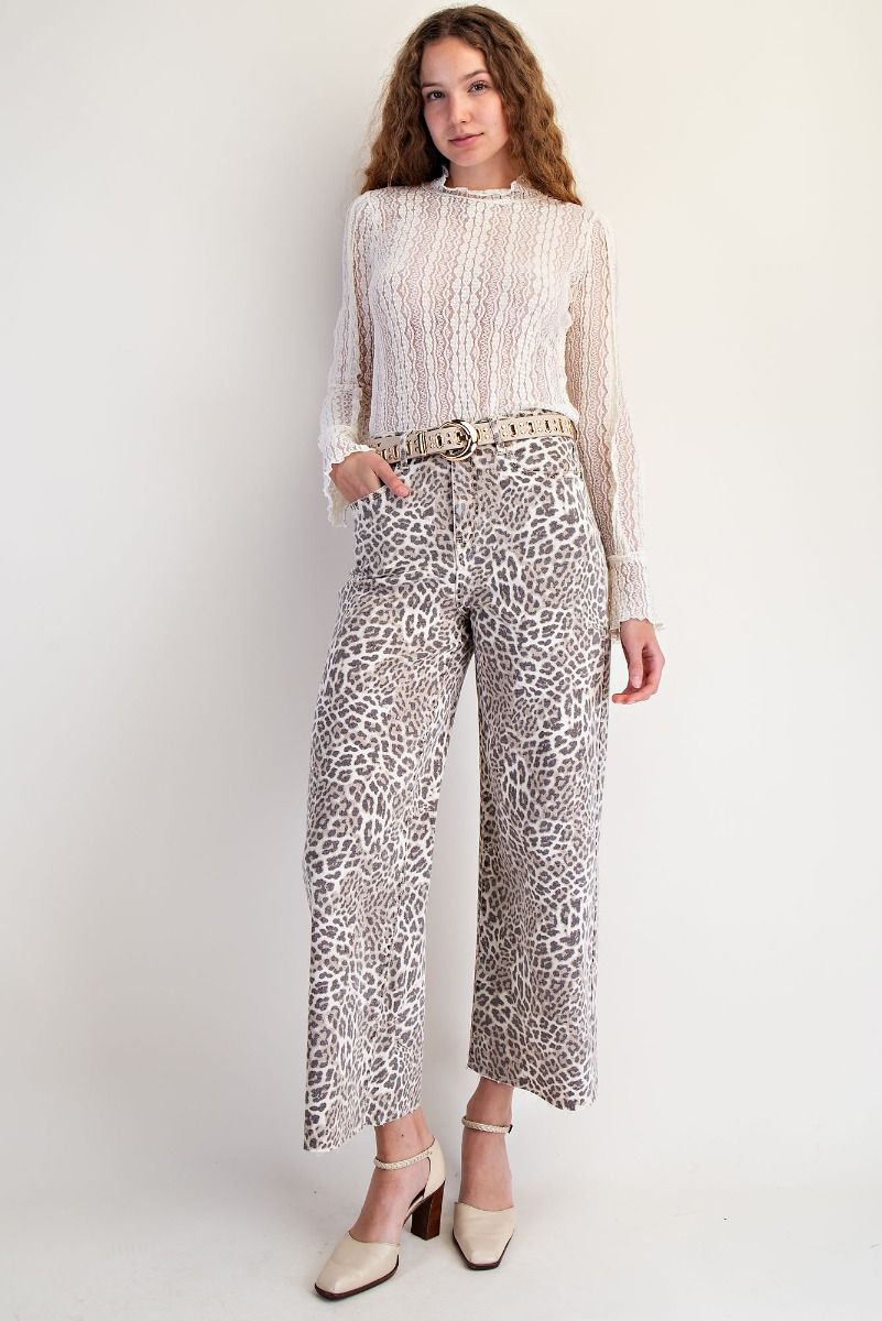 Wide Leg Animal Print Twill Pants – Elia