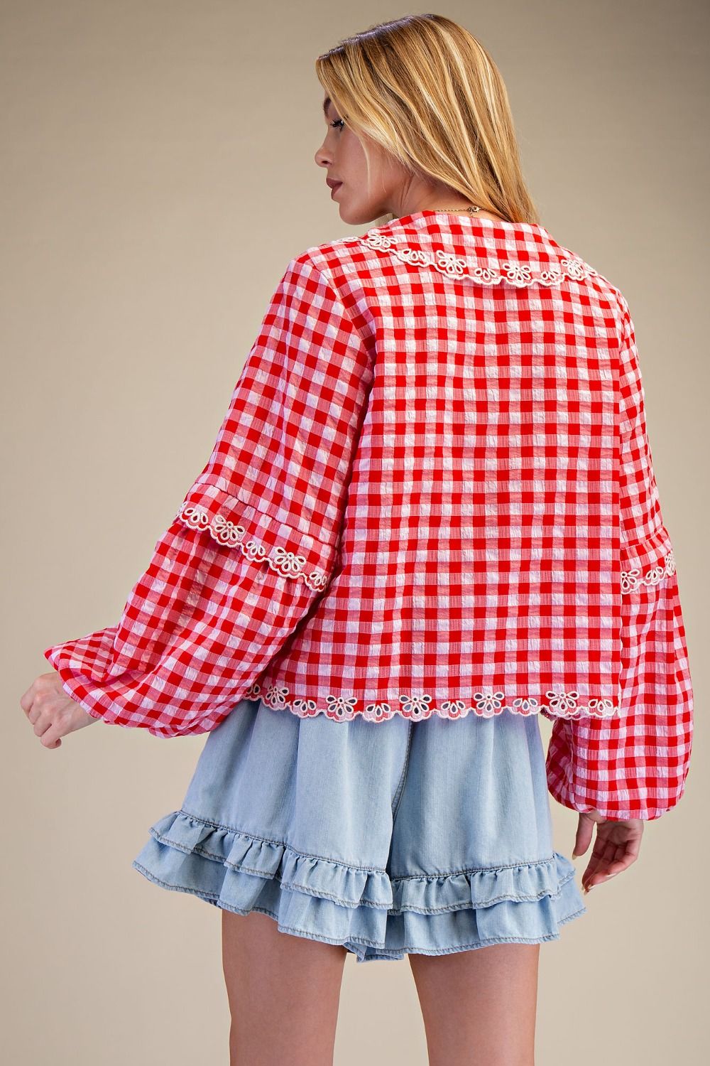 Bow Front Gingham Blouse – Rosalie