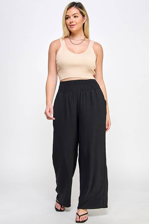 Plus Size Wide Leg Smocked Waist Pants – Carmen Pants