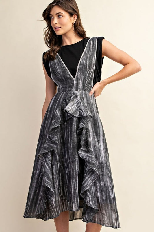 LAST ONE - Daphne Ruffled Shibori Dyed Midi Skirt
