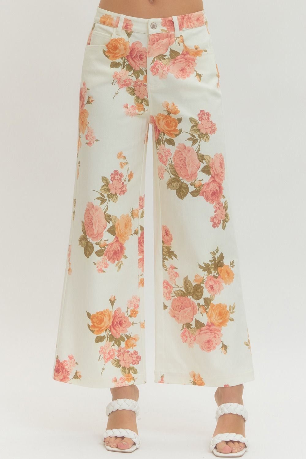 Floral Wide-Leg High Rise Pants - Rosalie Collection