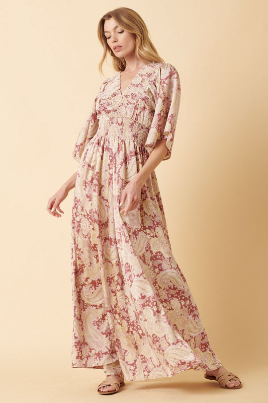 Belah Paisley Print Maxi Dress