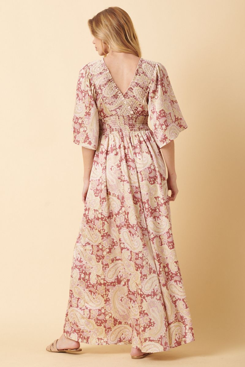 Belah Paisley Print Maxi Dress
