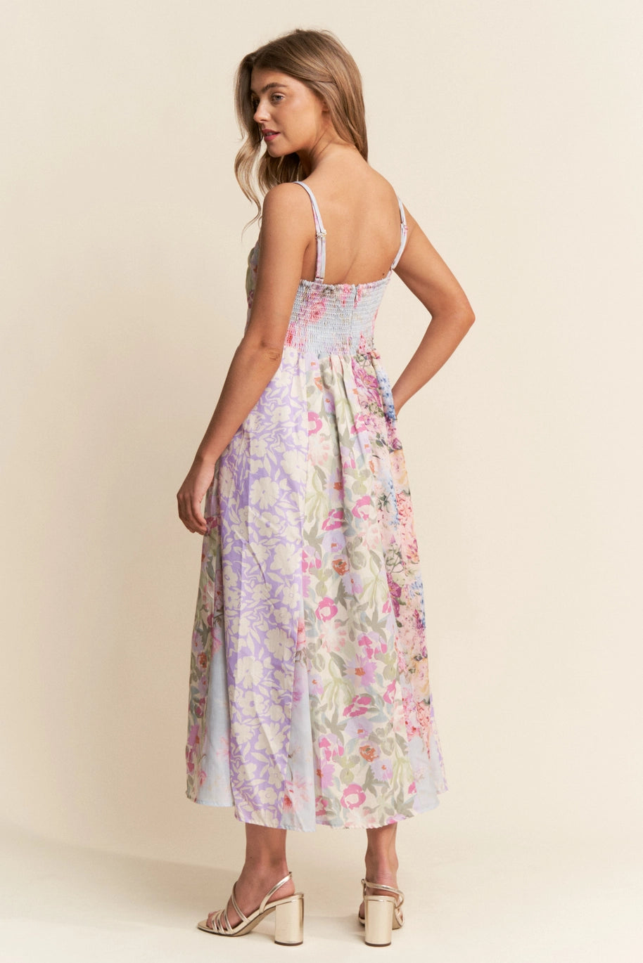 Brenda Multicolor Floral Print Midi Dress