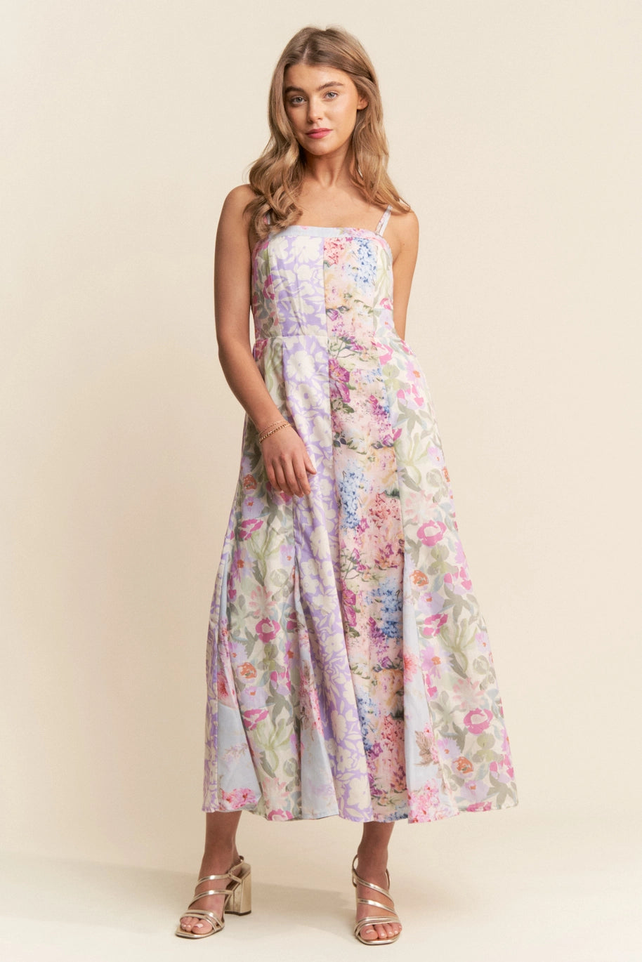 Brenda Multicolor Floral Print Midi Dress