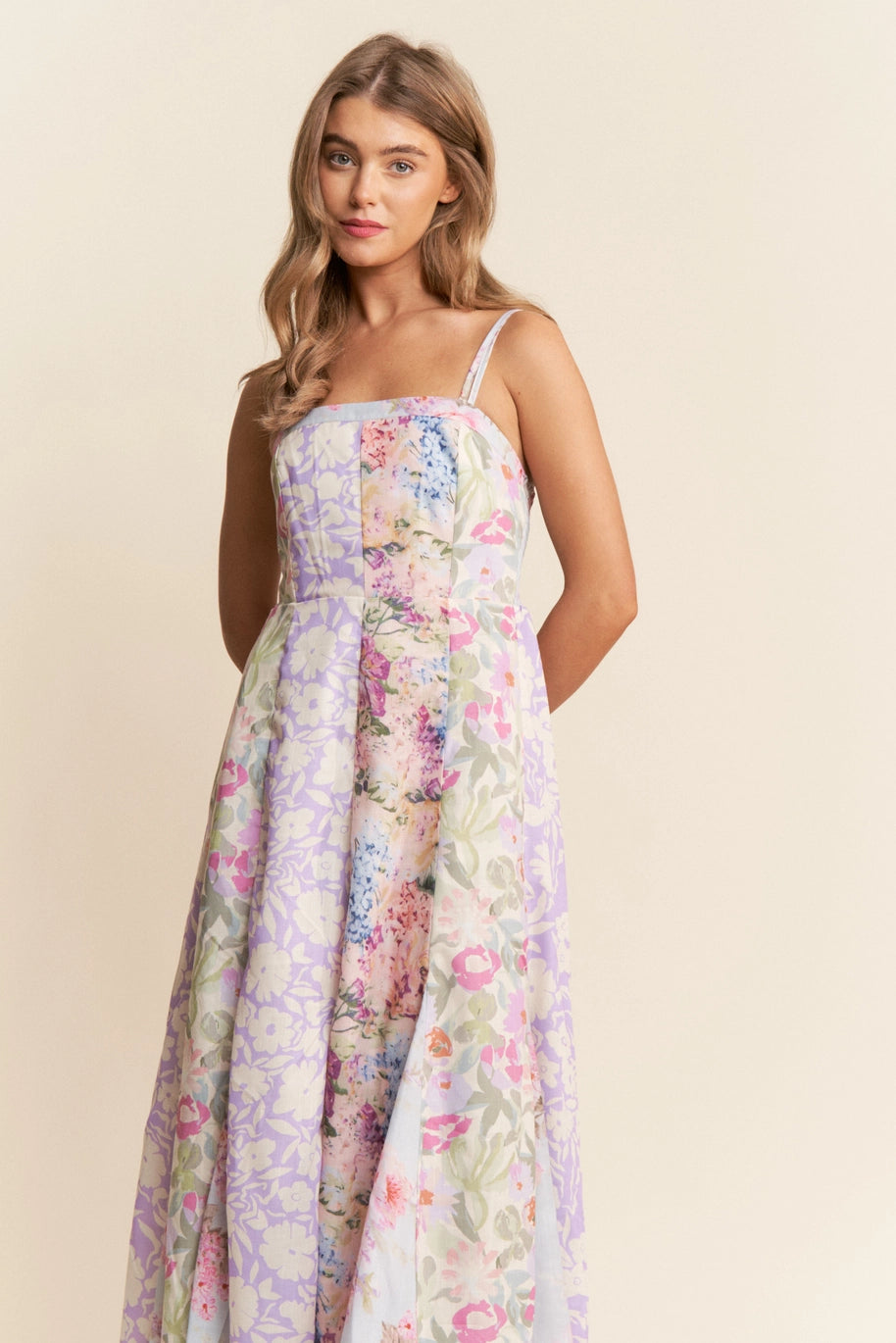 Brenda Multicolor Floral Print Midi Dress