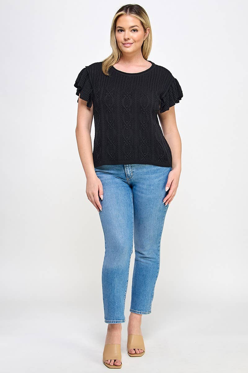 Plus Ruffle Sleeve Sweater Top -  Bristol Top