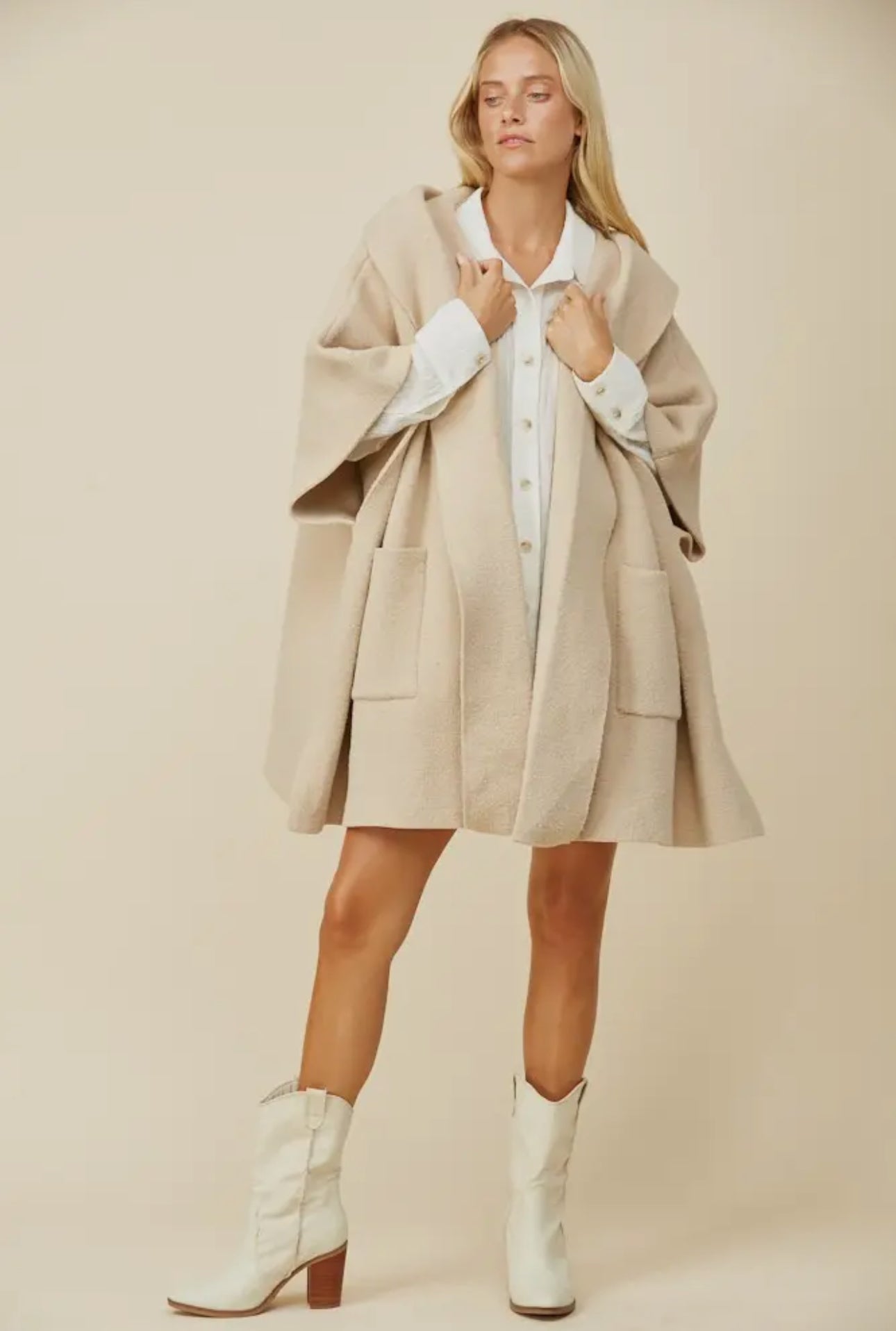 Hooded Cape Coat - Arden