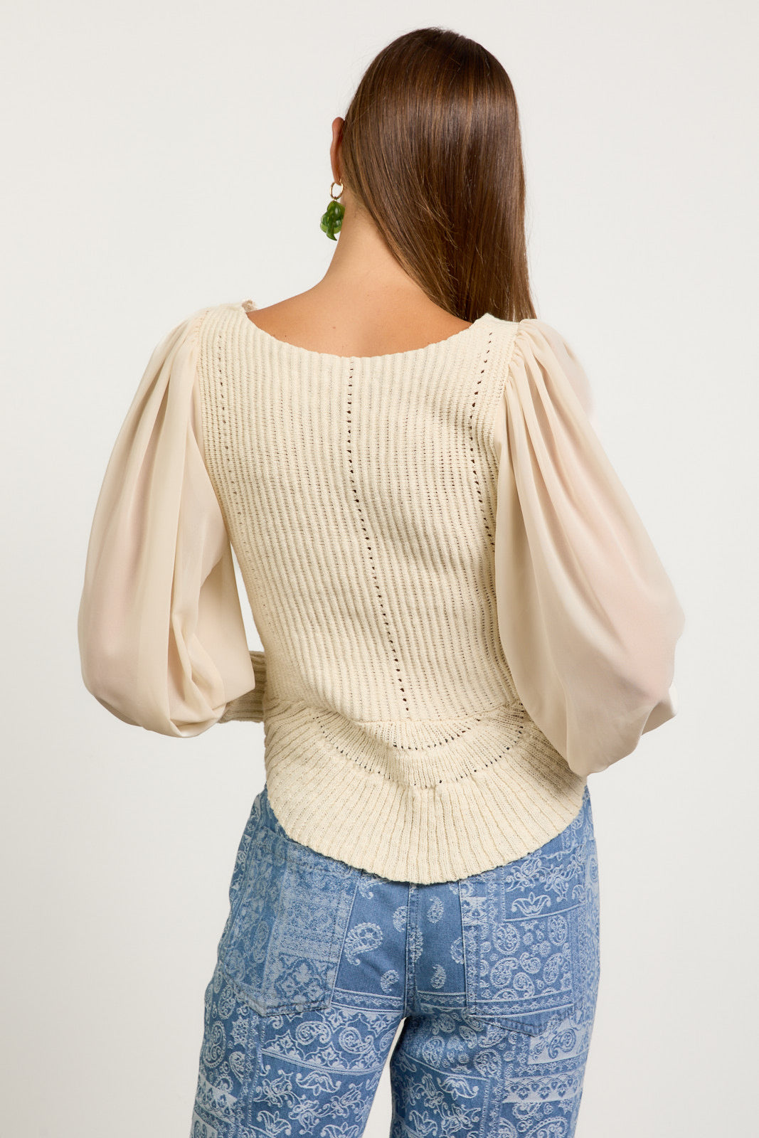 Camille Mixed Media Sweater Blouse