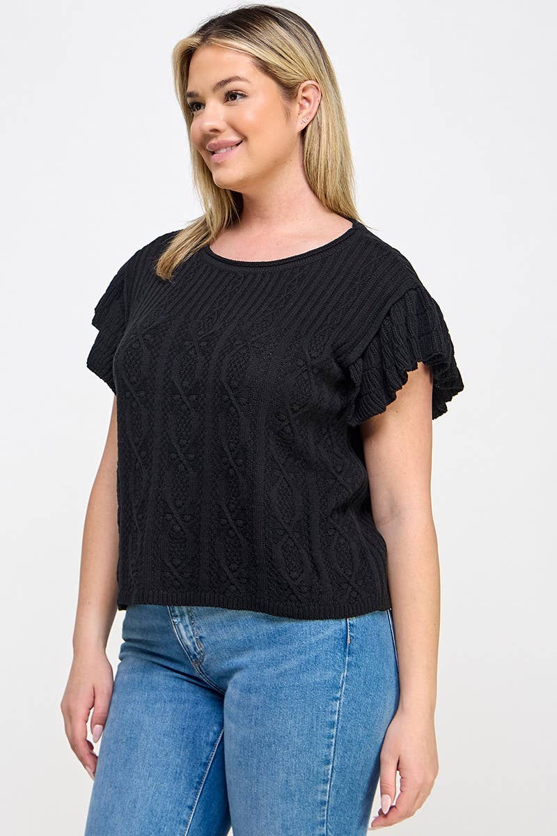 Plus Ruffle Sleeve Sweater Top -  Bristol Top