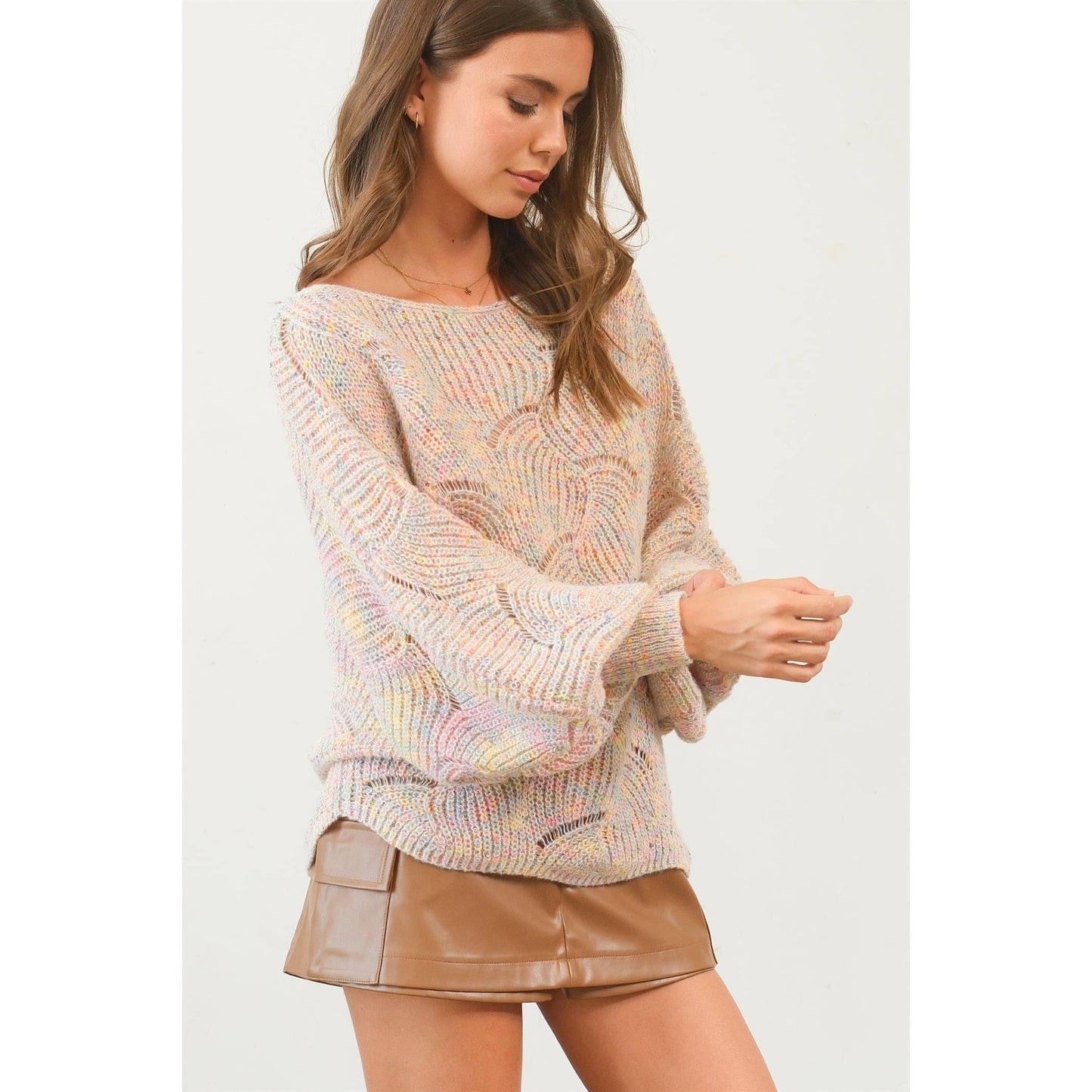 Cameron Pointelle Chunky Knit Sweater