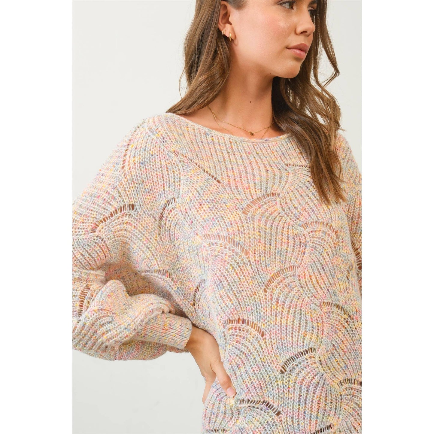 Cameron Pointelle Chunky Knit Sweater