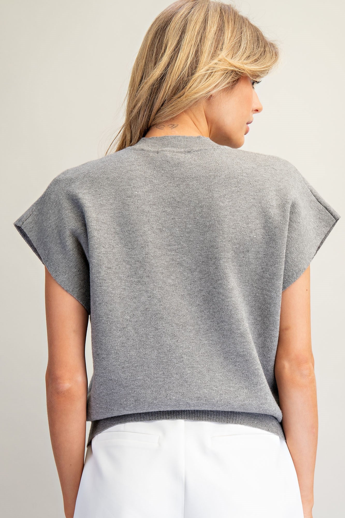 Cap Sleeve Floral Mock Neck Sweater Top – Solene